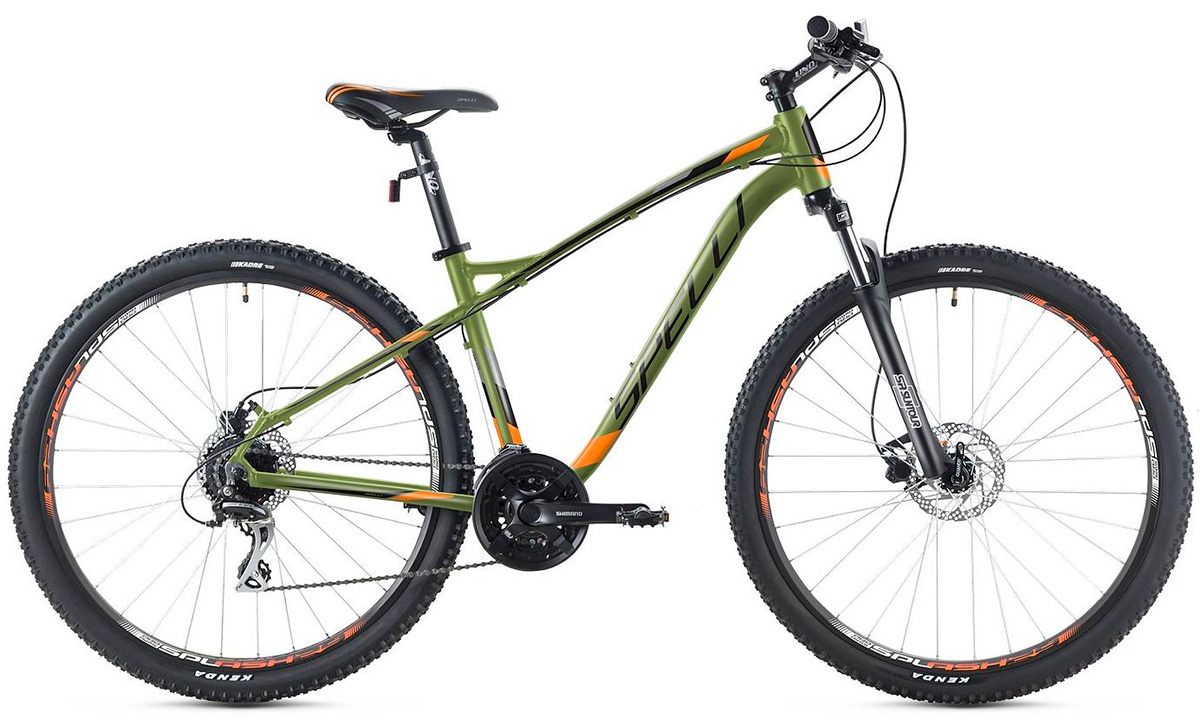 Фотография Велосипед Spelli SX-5200 27,5" (2019)  Зелено-оранжевый